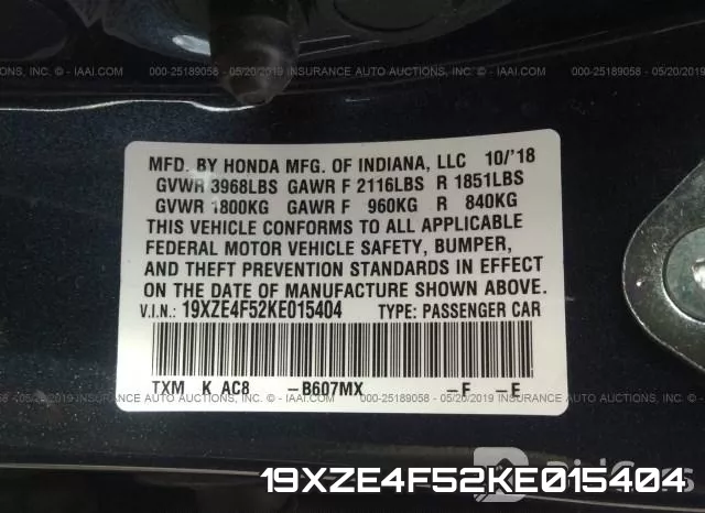 19XZE4F52KE015404 фото 10