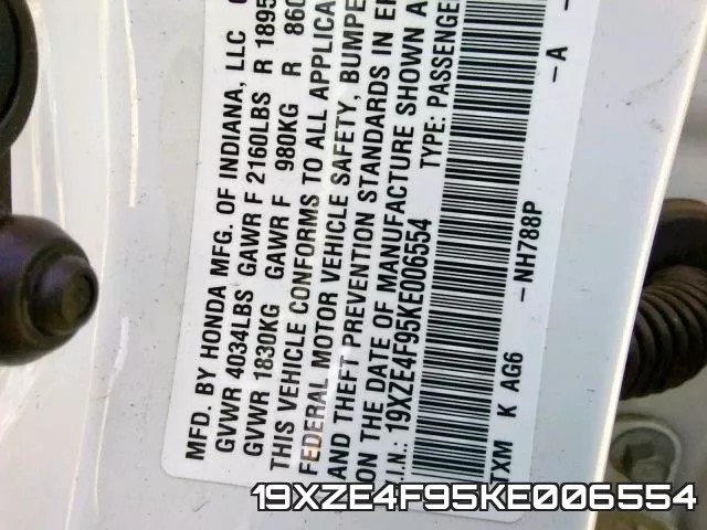 19XZE4F95KE006554 фото 2