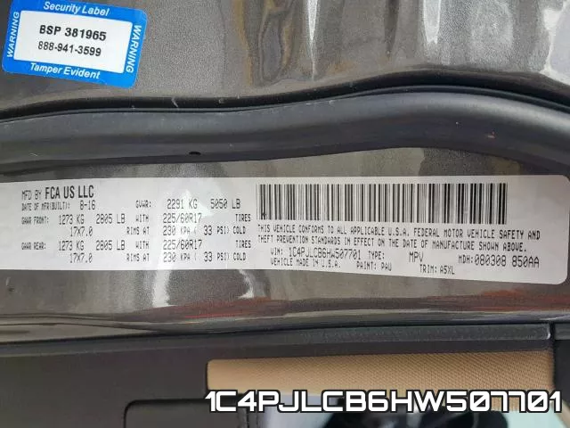 1C4PJLCB6HW507701 фото 2