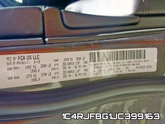 1C4RJFBG1JC399163 фото 2