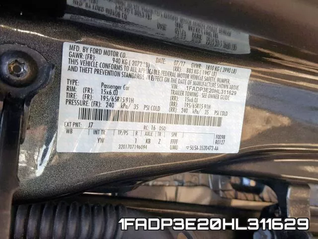 1FADP3E20HL311629 фото 2