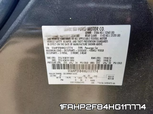 1FAHP2F84HG117774 фото 2