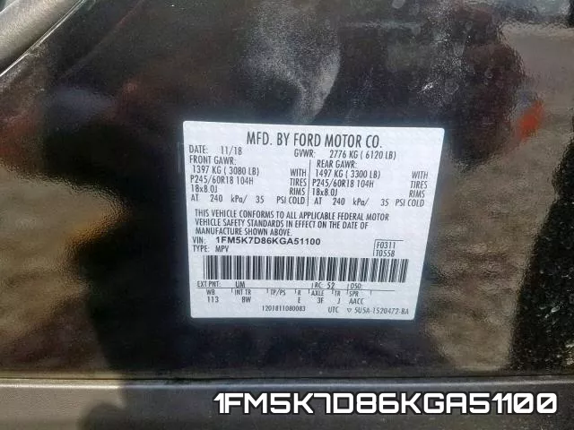 1FM5K7D86KGA51100 фото 2