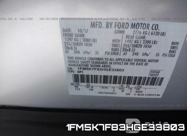 1FM5K7F83HGE33803 фото 10