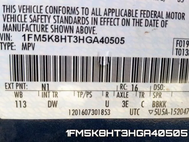 1FM5K8HT3HGA40505 фото 2