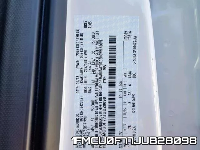 1FMCU0F77JUB28098 фото 2