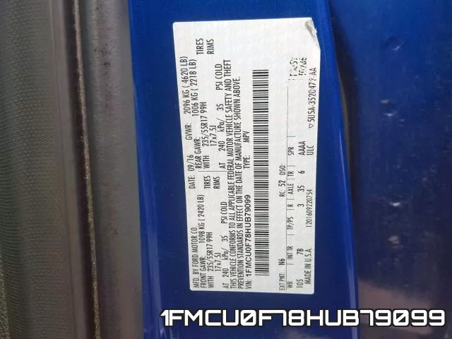 1FMCU0F78HUB79099 фото 2