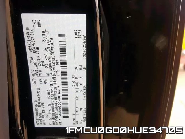 1FMCU0GD0HUE34705 фото 2