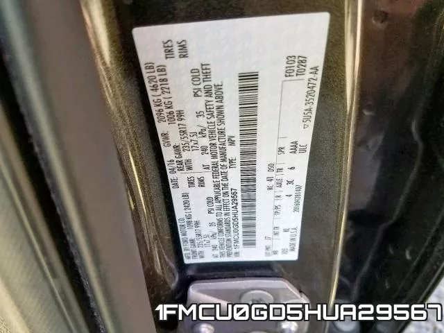 1FMCU0GD5HUA29567 фото 2