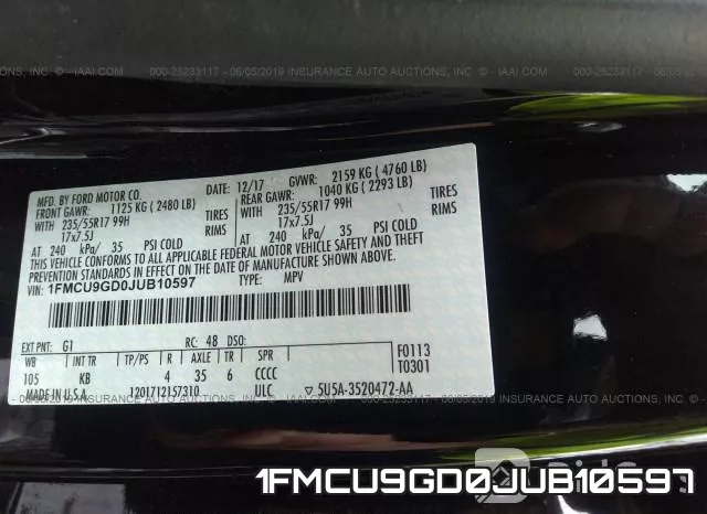 1FMCU9GD0JUB10597 фото 10