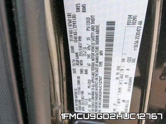 1FMCU9GD2HUC12767 фото 2
