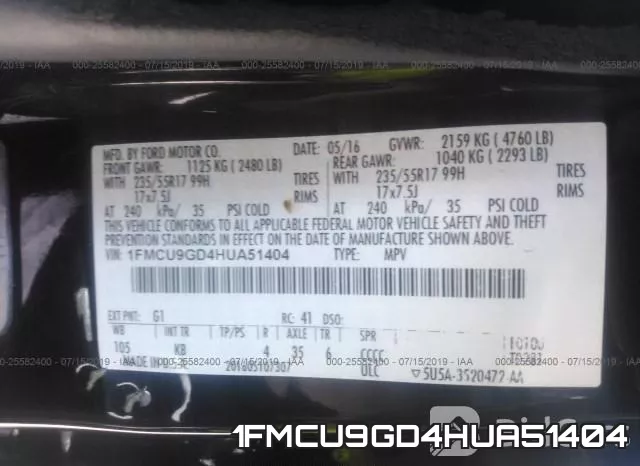 1FMCU9GD4HUA51404 фото 10