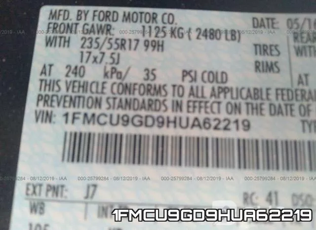 1FMCU9GD9HUA62219 фото 10