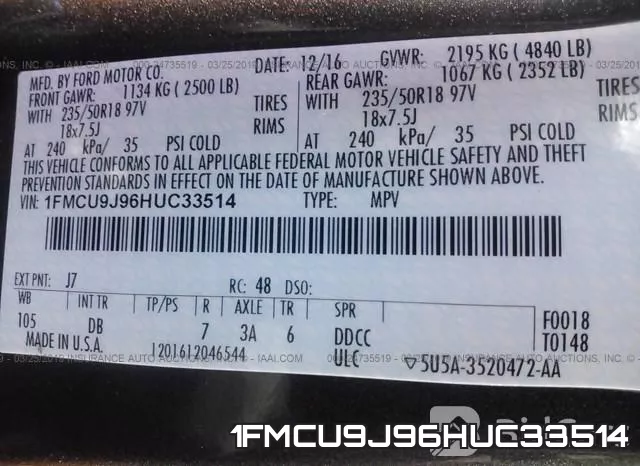 1FMCU9J96HUC33514 фото 10