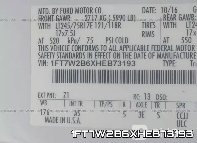 1FT7W2B6XHEB73193 фото 10