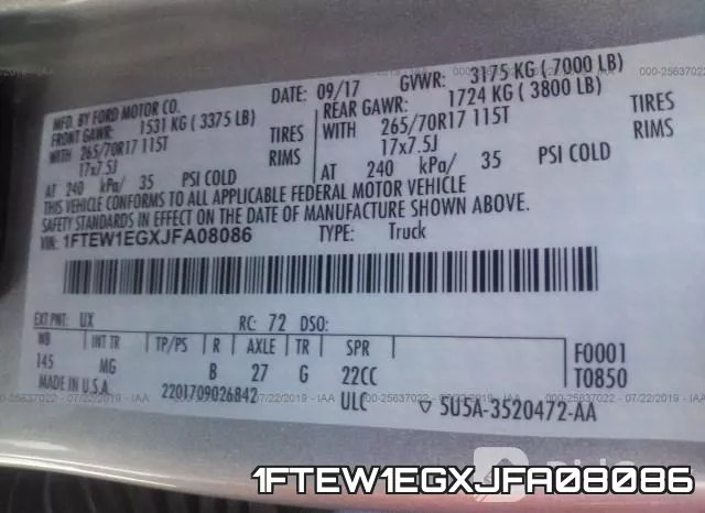 1FTEW1EGXJFA08086 фото 10
