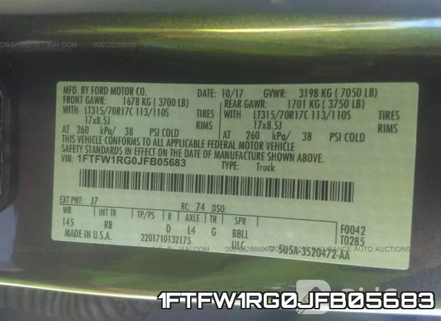 1FTFW1RG0JFB05683 фото 10