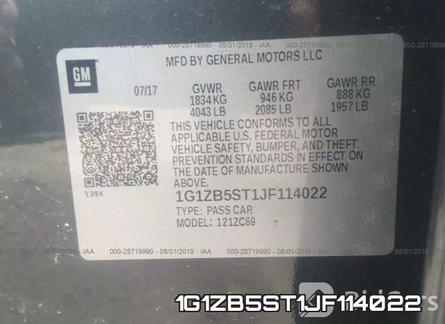 1G1ZB5ST1JF114022 фото 10
