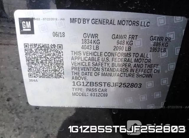 1G1ZB5ST6JF252803 фото 10