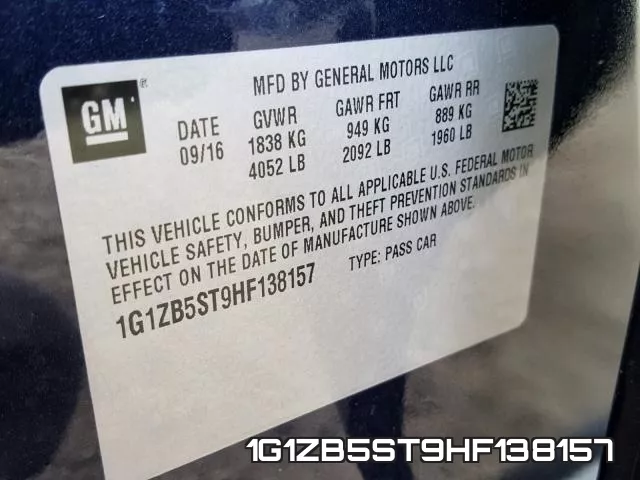 1G1ZB5ST9HF138157 фото 2
