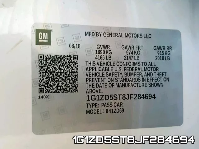 1G1ZD5ST8JF284694 фото 2