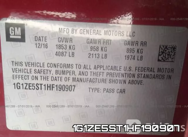 1G1ZE5ST1HF190907 фото 10
