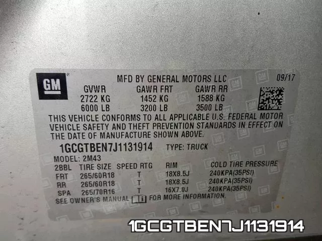 1GCGTBEN7J1131914 фото 2
