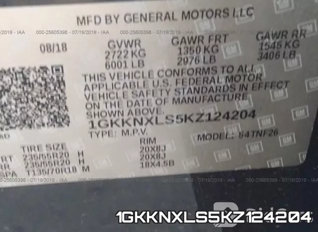 1GKKNXLS5KZ124204 фото 10