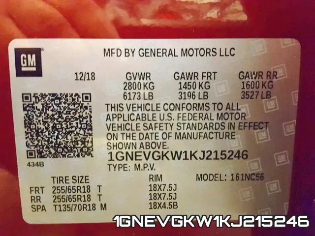 1GNEVGKW1KJ215246 фото 2