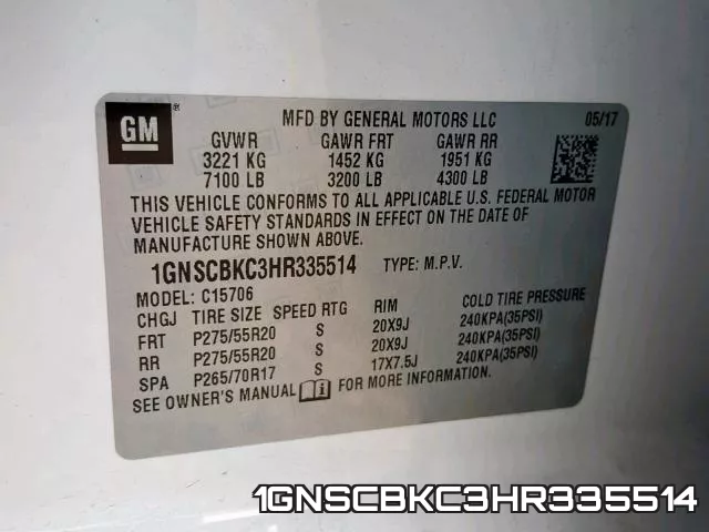 1GNSCBKC3HR335514 фото 2