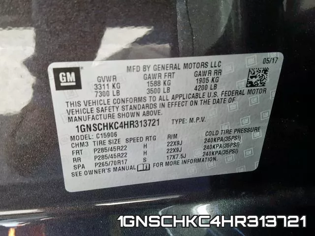 1GNSCHKC4HR313721 фото 2