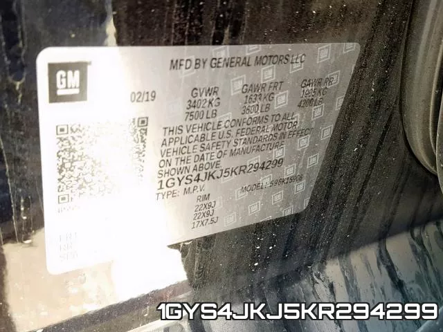 1GYS4JKJ5KR294299 фото 2