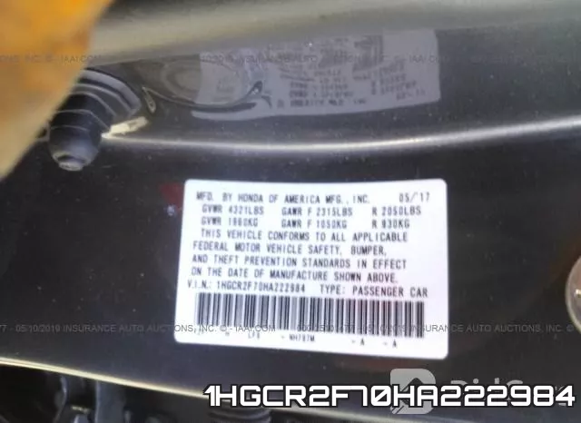 1HGCR2F70HA222984 фото 9