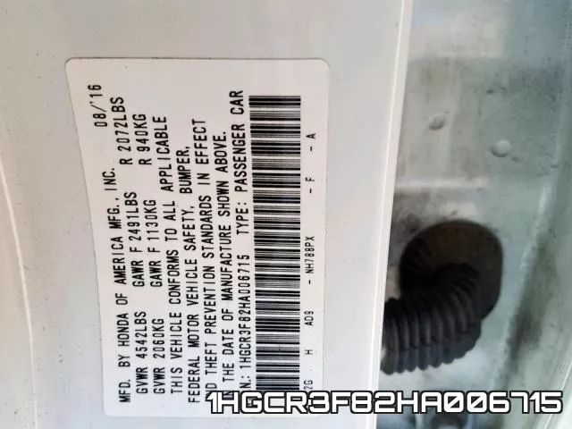 1HGCR3F82HA006715 фото 2