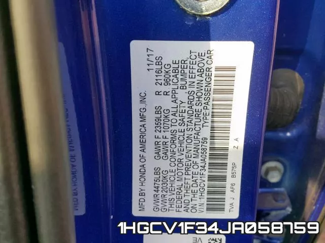 1HGCV1F34JA058759 фото 2