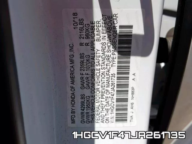 1HGCV1F47JA261735 фото 2