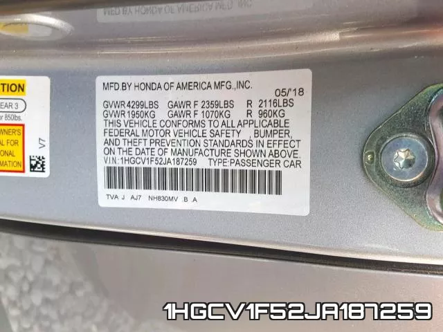 1HGCV1F52JA187259 фото 2