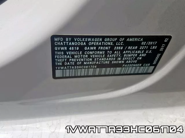 1VWAT7A33HC061704 фото 2