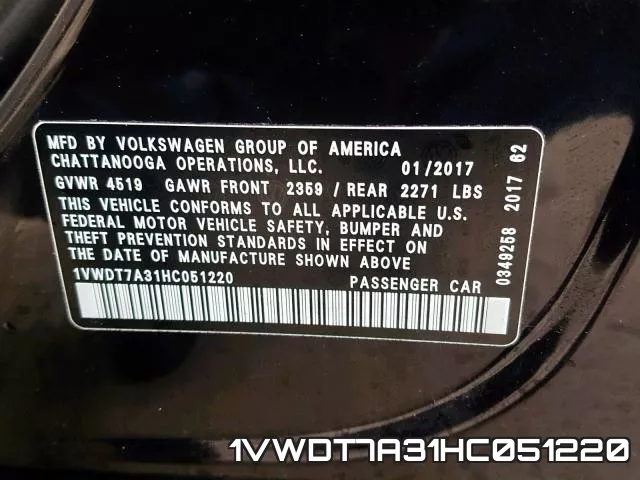 1VWDT7A31HC051220 фото 2