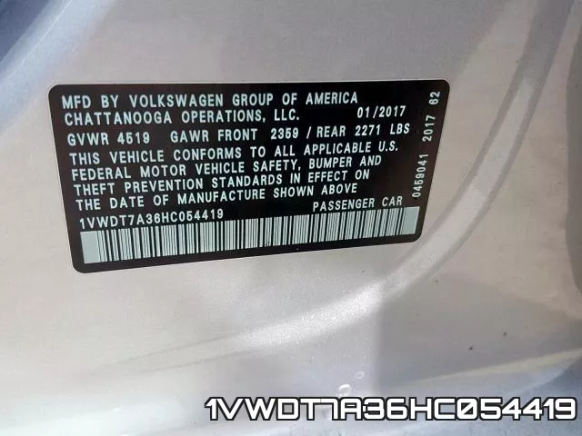 1VWDT7A36HC054419 фото 2