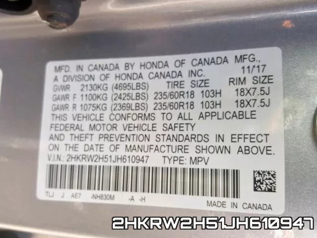 2HKRW2H51JH610947 фото 2