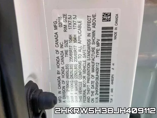 2HKRW5H38JH409112 фото 2