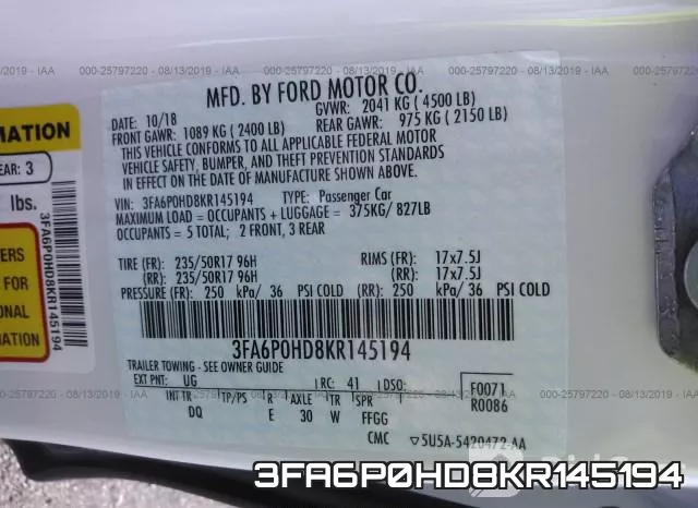 3FA6P0HD8KR145194 фото 10
