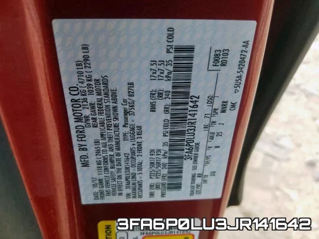 3FA6P0LU3JR141642 фото 2