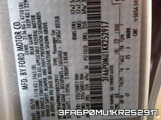 3FA6P0MU1KR252917 фото 2