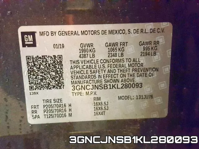 3GNCJNSB1KL280093 фото 2