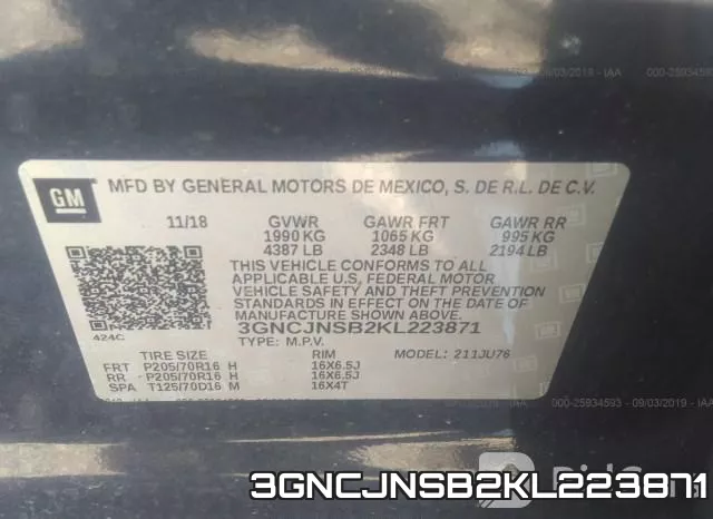 3GNCJNSB2KL223871 фото 10