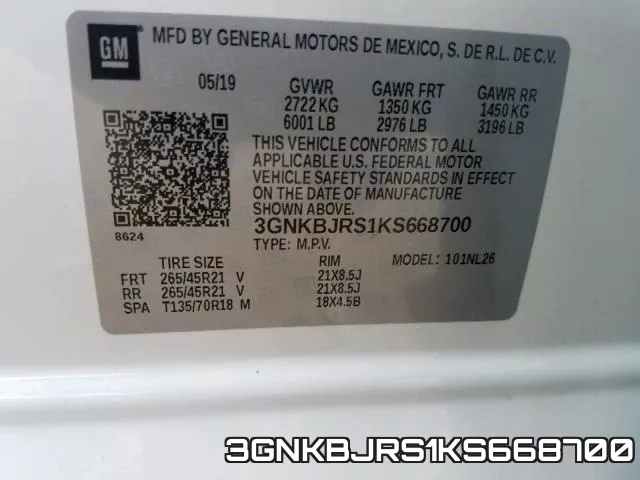 3GNKBJRS1KS668700 фото 2