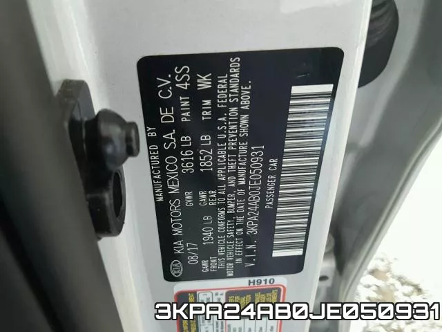 3KPA24AB0JE050931 фото 2