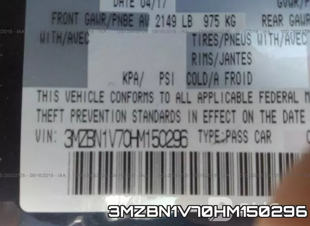 3MZBN1V70HM150296 фото 10